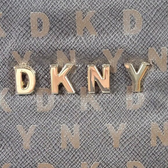 DKNY Logo Monogram Backpack | Brown Faux Leather Bookbag - Picture 2 of 8